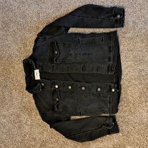 Fashion Nova Men's Black Distressed Jean Jacket Size Small